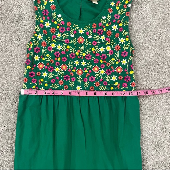 Cherokee Girls Sz L Green Embroidered Floral Sleeveless Summer Cotton Dress - Picture 8 of 9